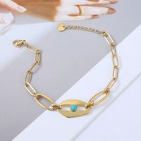 Nihaojewelry Simple Stainless Steel Chain Turquoise Stitching Bracelet Wholesale Jewelry main image 3