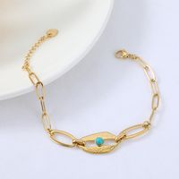 Nihaojewelry Simple Stainless Steel Chain Turquoise Stitching Bracelet Wholesale Jewelry main image 4