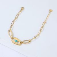 Nihaojewelry Simple Stainless Steel Chain Turquoise Stitching Bracelet Wholesale Jewelry main image 5