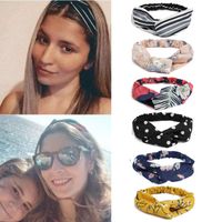 Nihaojewelry Retro Wave Point Printing Wide Side Cross Elastic Headband main image 1