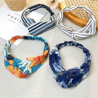 Nihaojewelry Retro Wave Point Printing Wide Side Cross Elastic Headband main image 4