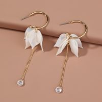 Nihaojewelry Jewelry Wholesale Pearls White Leaves Zircon Pendant Long Earrings main image 1