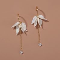 Nihaojewelry Jewelry Wholesale Pearls White Leaves Zircon Pendant Long Earrings main image 4