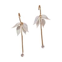 Nihaojewelry Jewelry Wholesale Pearls White Leaves Zircon Pendant Long Earrings main image 6