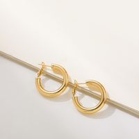 Bijoux Nihaojewelry En Gros Nouvelles Boucles D&#39;oreilles Rondes Dorées Simples En Alliage main image 5