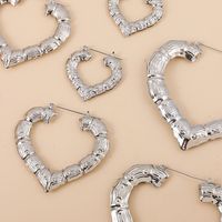 Nihaojewelry Jewelry Wholesale Stainless Steel New Bamboo Heart Aloy Earrings main image 5