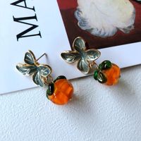 Nihaojewelry Retro Plant Flower Pumpkin Drop Glaze Stud Earrings Wholesale Jewelry main image 6