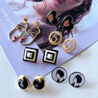 Nihaojewelry Retro Dripping Glaze Digital Geometric Shape Earrings Wholesale Jewelry main image 1