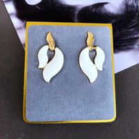 Nihaojewelry Simple Pearl Drip Glaze Heart Gemstone Earrings Wholesale Jewelry main image 6