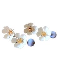 Milky White Drip Glazed Resin Series Fresh Plant Flower Geometric Shape 925 Silver Stud Earrings Eardrops B24 main image 3