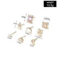 Nihaojewelry Simple Heart Star Moon Cross Square Zircon Earrings 7 Pairs Set Wholesale Jewelry main image 3