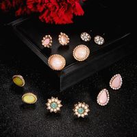 Nihaojewelry Simple Water Drop Rhinestone Flower Earring Multi-piece Set Wholesale Jewelry main image 4