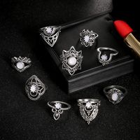 Wholesale Jewelry Retro Diamond Carved Crown Starry 9-piece Combination Ring Nihaojewelry main image 4