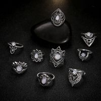 Vente En Gros Bijoux Rétro Diamant Sculpté Couronne Étoilée Bague Combinée De 9 Pièces Nihaojewelry main image 5