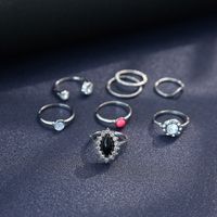 Wholesale Jewelry Black Geometric Gemstone Eye 8 Piece Set Ring Nihaojewelry main image 5