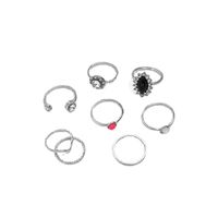 Wholesale Jewelry Black Geometric Gemstone Eye 8 Piece Set Ring Nihaojewelry main image 6