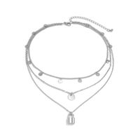 Nihaojewelry الأزياء الترتر قفل قلادة متعدد الطبقات رقيقة سلسلة قلادة مجموعة المجوهرات بالجملة main image 6