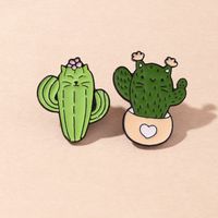 Nihaojewelry Simple Cartoon Cactus Plante En Pot Forme Broche Bijoux En Gros main image 3