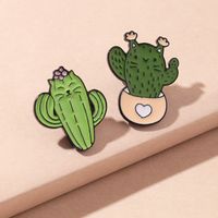 Nihaojewelry Simple Cartoon Cactus Plant Potted Shape Brooch Wholesale Jewelry main image 4