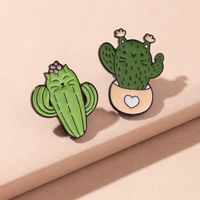 Nihaojewelry Simple Cartoon Cactus Plante En Pot Forme Broche Bijoux En Gros main image 4