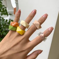 Wholesale Jewelry Geometric Diamond Candy Color Acrylic Ring Nihaojewelry main image 1