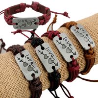 Nihao Schmuck Geflochtene Legierung Ein Pfeil Durch Das Herz Rindsleder Armband Großhandel Schmuck main image 2