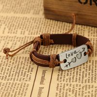 Nihaojewelry Braided Alloy One Arrow Through The Heart Cowhide Bracelet Wholesale Jewelry main image 6