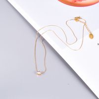 304 Stainless Steel Titanium Steel 18K Gold Plated Rose Gold Plated Inlaid Shell Inlaid Gold Heart Artificial Rhinestones Necklace main image 3