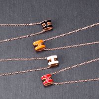 Nihaojewelry Fashion Three-dimensional H Letter Titanium Steel Necklace Wholesale Jewelry main image 1