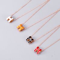Nihaojewelry Fashion Three-dimensional H Letter Titanium Steel Necklace Wholesale Jewelry main image 6