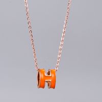 Nihaojewelry Fashion Three-dimensional H Letter Titanium Steel Necklace Wholesale Jewelry main image 4