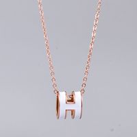 Nihaojewelry Fashion Three-dimensional H Letter Titanium Steel Necklace Wholesale Jewelry main image 3