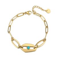Nihaojewelry Simple Stainless Steel Chain Turquoise Stitching Bracelet Wholesale Jewelry sku image 1