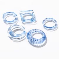 Wholesale Jewelry Simple Transparent Acetate Resin Ring  5-piece Set Nihaojewelry sku image 3