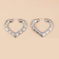 Nihaojewelry Jewelry Wholesale Stainless Steel New Bamboo Heart Aloy Earrings sku image 3