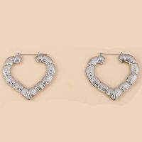 Nihaojewelry Jewelry Wholesale Stainless Steel New Bamboo Heart Aloy Earrings sku image 2