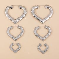 Nihaojewelry Jewelry Wholesale Stainless Steel New Bamboo Heart Aloy Earrings sku image 4