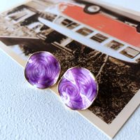 Purple Resin Drip Glazed Series Fresh Plant Flower 925 Silver Stud Earrings Drip Glazed Ear Clip Simple B5 sku image 2