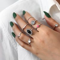 Wholesale Jewelry Black Geometric Gemstone Eye 8 Piece Set Ring Nihaojewelry sku image 1