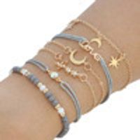 Nihaojewelry Bohemian Style Letters Beaded Stars And Moon Bracelet 6-piece Set Wholesale Jewelry sku image 1