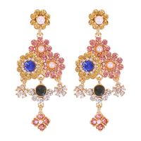 Nihaojewelry Retro Diamond-studded Pearl Long Pendant Earrings Wholesale Jewelry sku image 2