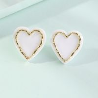 Nihaojewelry Jewelry Wholesale Simple Alloy Acrylic Peach Heart Earrings sku image 1