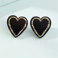 Nihaojewelry Jewelry Wholesale Simple Alloy Acrylic Peach Heart Earrings sku image 2