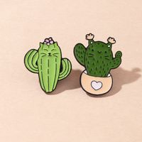 Nihaojewelry Simple Cartoon Cactus Plante En Pot Forme Broche Bijoux En Gros sku image 1
