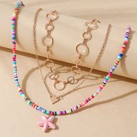 Wholesale Jewelry Clashing Color Heart Starfish Multilayer Necklace Nihaojewelry main image 1