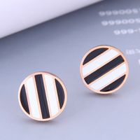 Wholesale Jewelry Simple Geometric Stripes Round Titanium Steel Earrings Nihaojewelry sku image 1