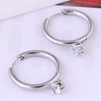 Wholesale Jewelry Zircon Circle Titanium Steel Earrings Nihaojewelry sku image 1