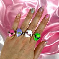 Wholesale Alien Head Ring 18k Gold Color-preserving Jewelry Color Cute Girl Ring main image 1