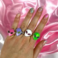 Wholesale Alien Head Ring 18k Gold Color-preserving Jewelry Color Cute Girl Ring main image 2