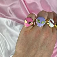 Wholesale Alien Head Ring 18k Gold Color-preserving Jewelry Color Cute Girl Ring main image 5